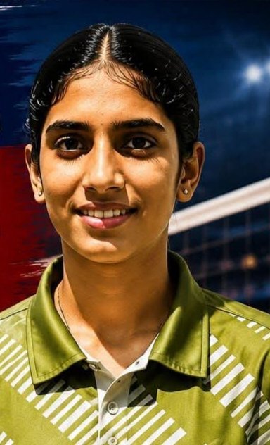 தேசிய அளவிலான பெண்கள் வாலிபால் அணிக்கு காரைக்குடி மகரிஷி வித்யா மந்திர் பள்ளி மாணவி கனிஷ்கா தேர்வு